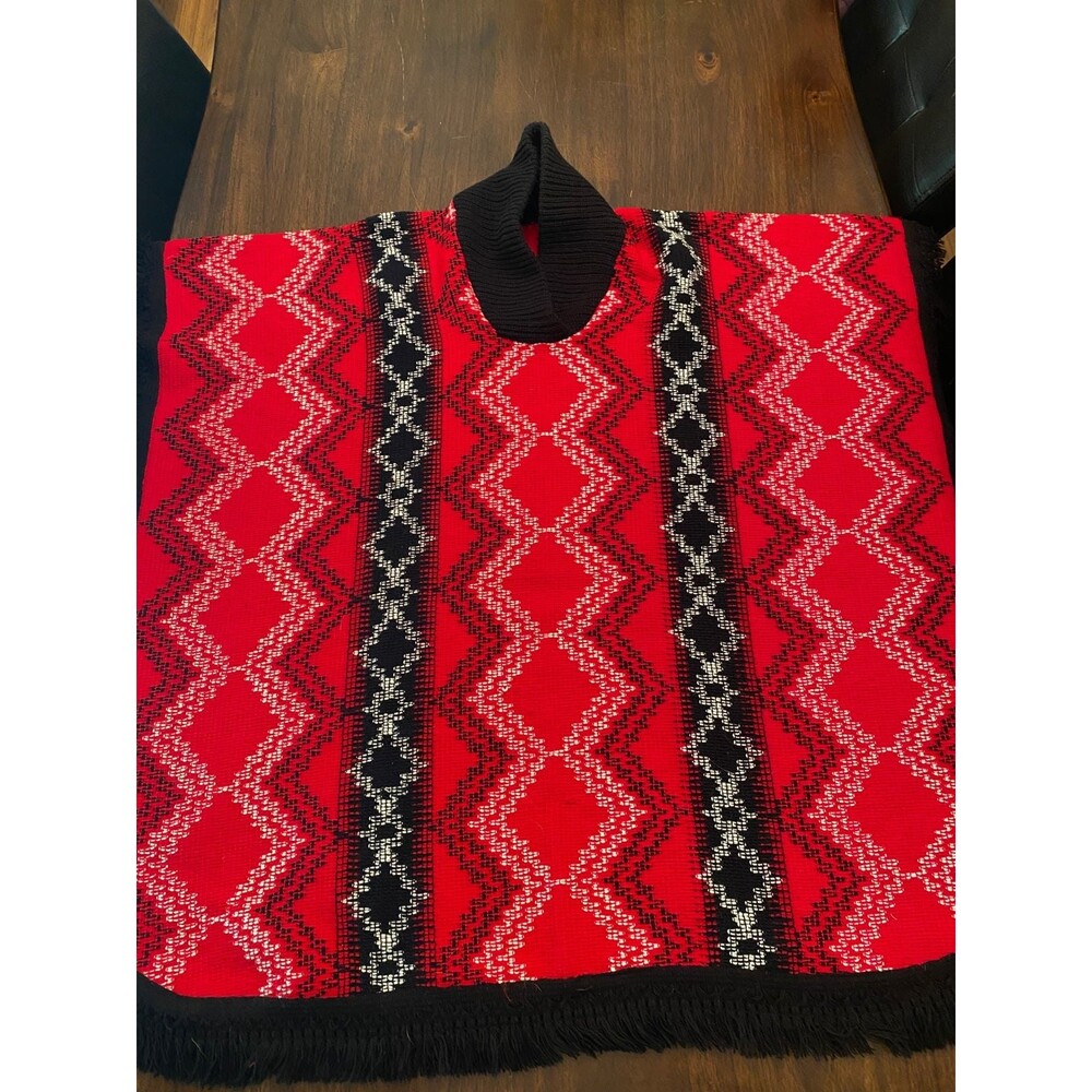 Black/red poncho women one size fit most
